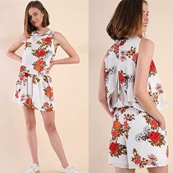 Umgee Floral Print Romper Small NWT - Picture 1 of 6